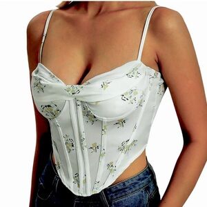 Floral White Corset Top